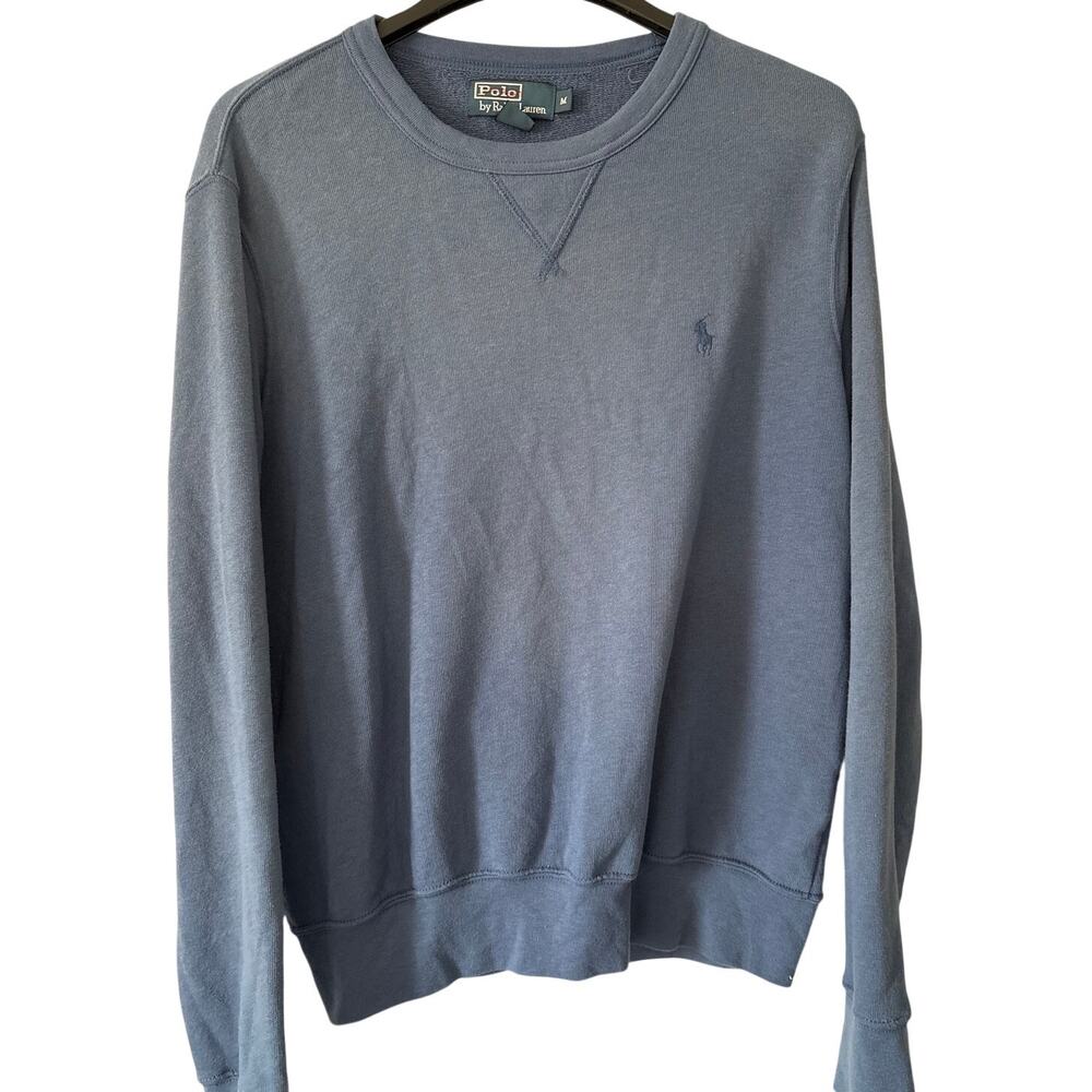 Polo Ralph Lauren Vintage Terry Lined Pullover Sweatshirt Blue Size Medium